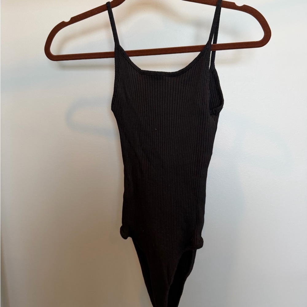 Zara Black Ribbed Bodysuit